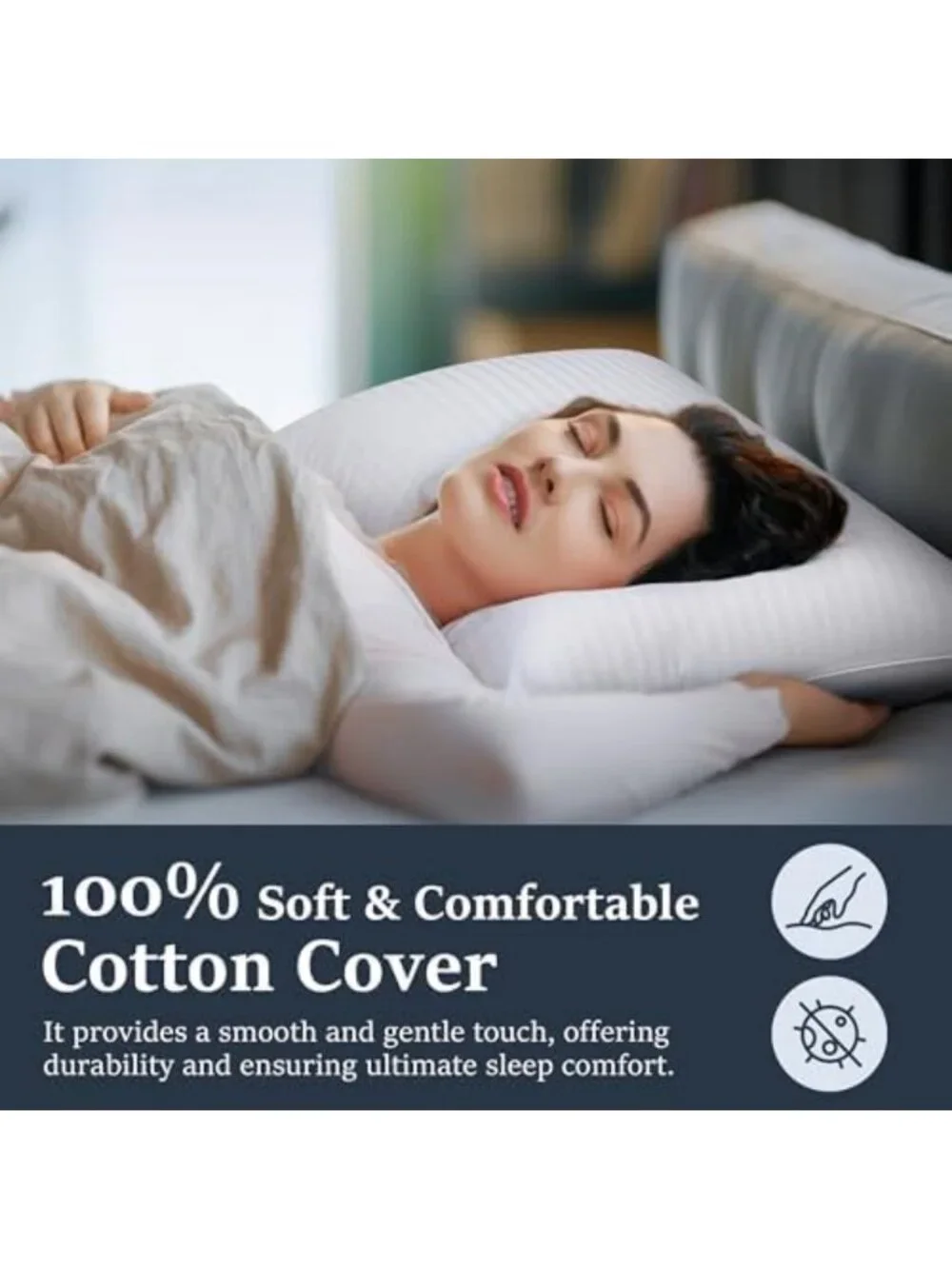 Queen Size Goose Down Feather Pillows Set of 2 - Soft, Luxurious Comfort